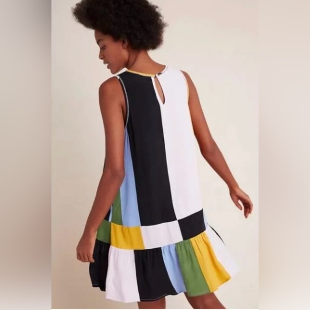 DOLAN Anthropologie Left Coast Audra Drop Waist Colorblock Dress size L - Picture 3 of 16